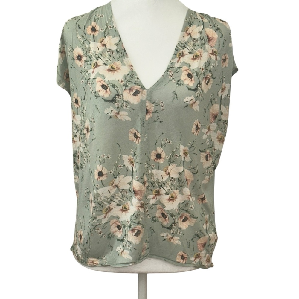 H&M Soft Green Floral Blouse